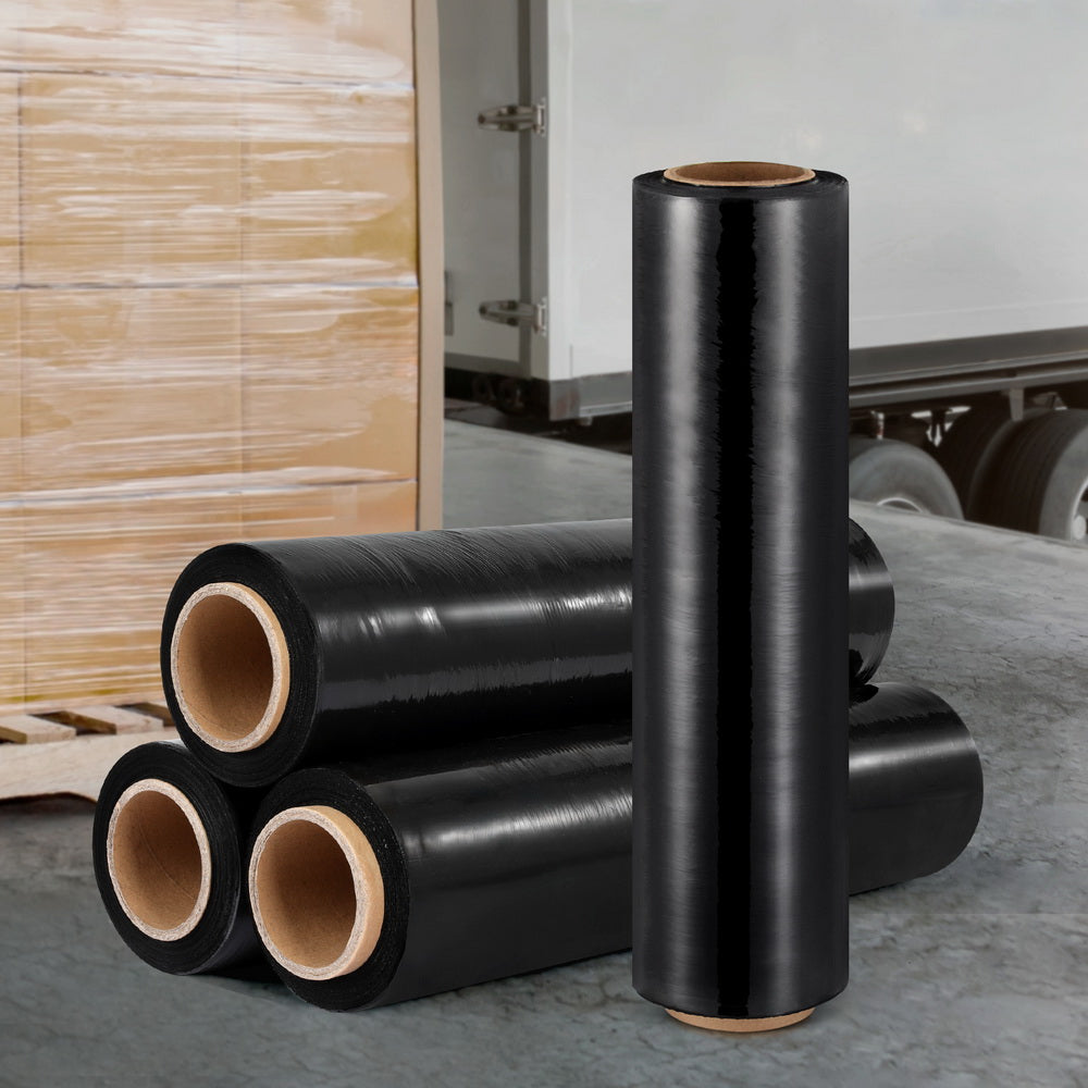 500mm x 400m Black Stretch Film Pallet Wrap 4 Rolls