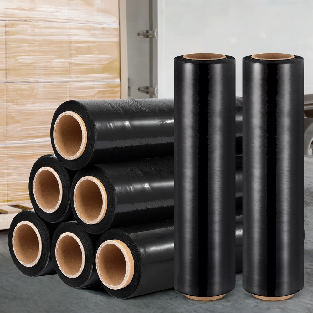 500mm x 400m Black Stretch Film Pallet Wrap 8 Rolls