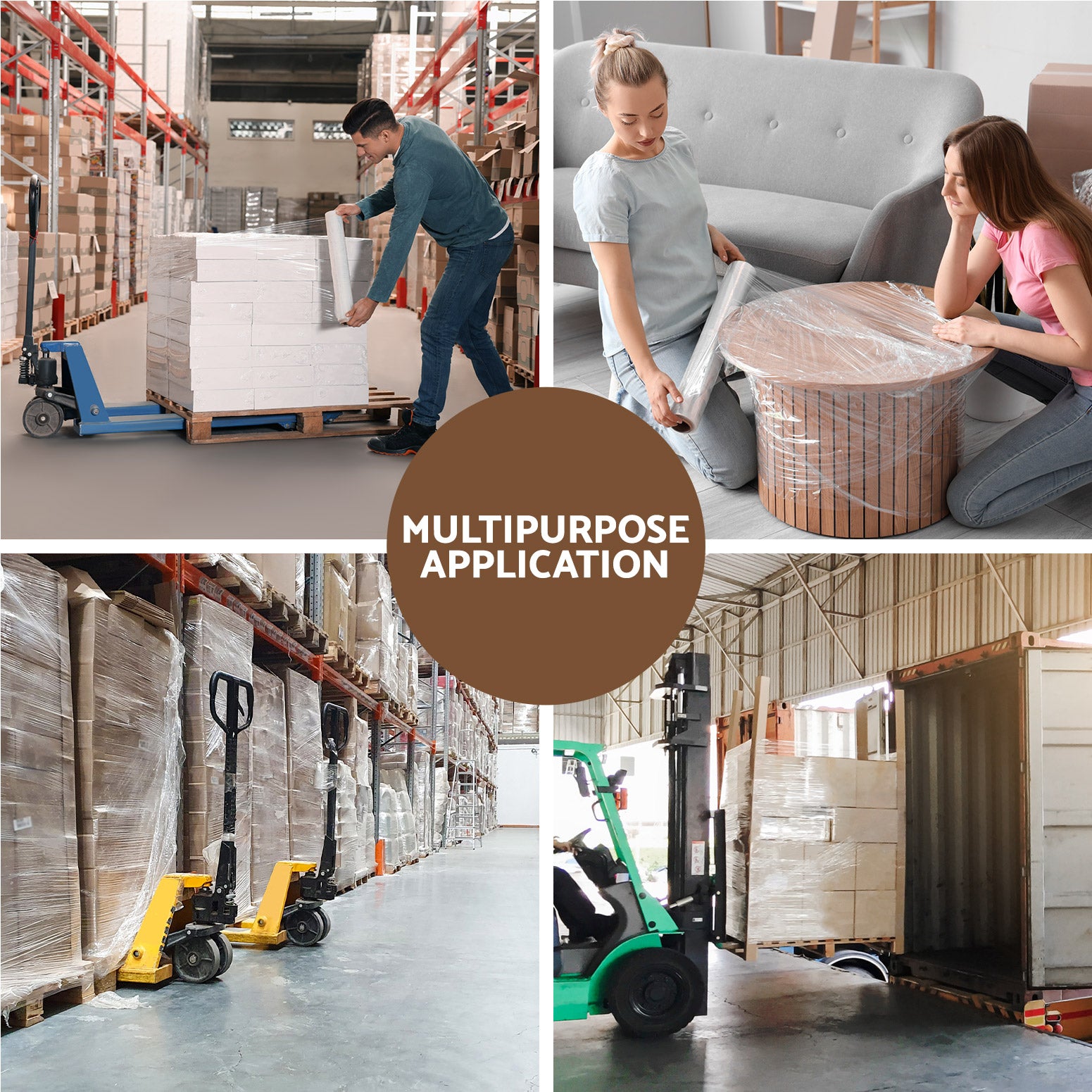 500mm x 400m Clear Stretch Film 4 Rolls Industrial Packing Wrap