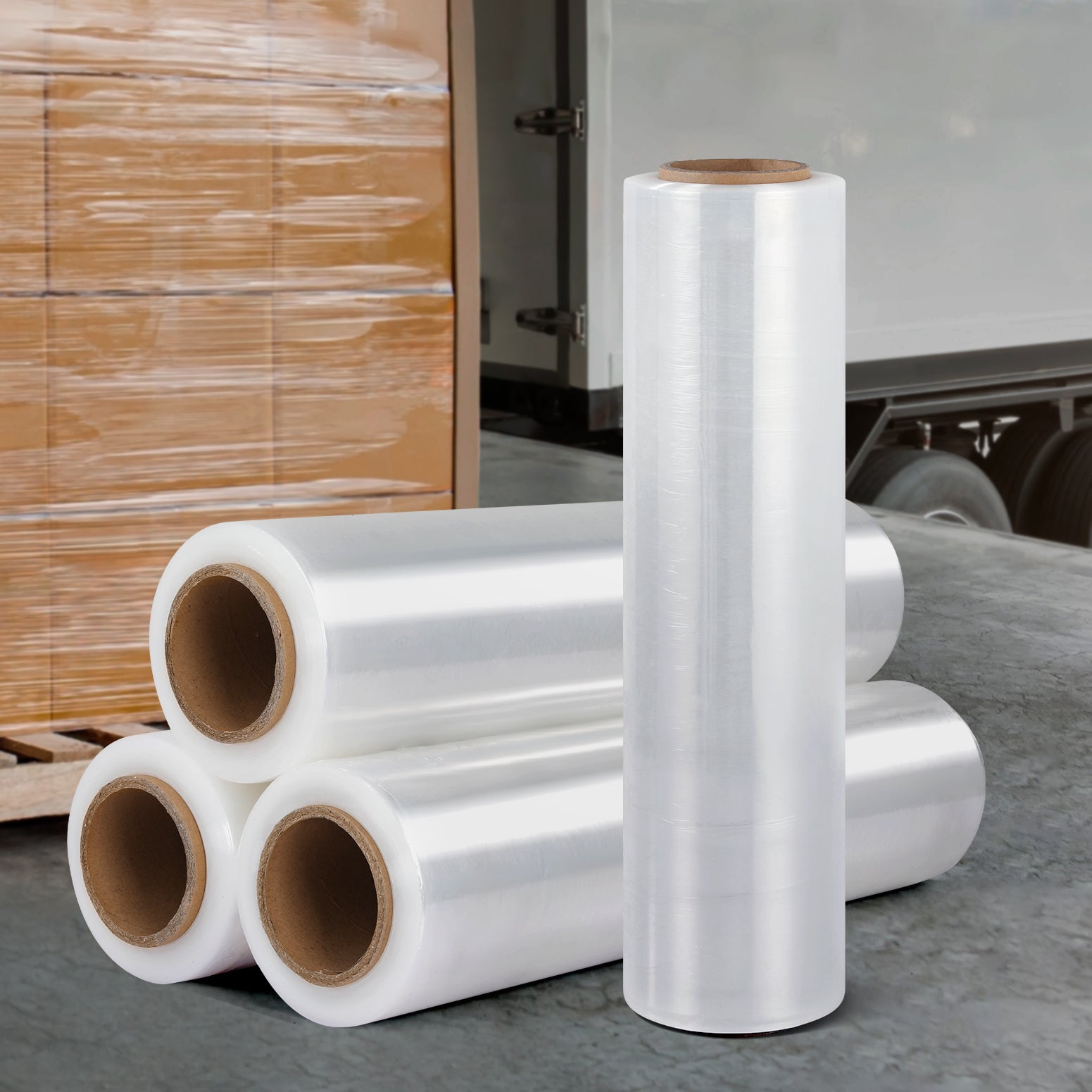 500mm x 400m Clear Stretch Film 4 Rolls Industrial Packing Wrap