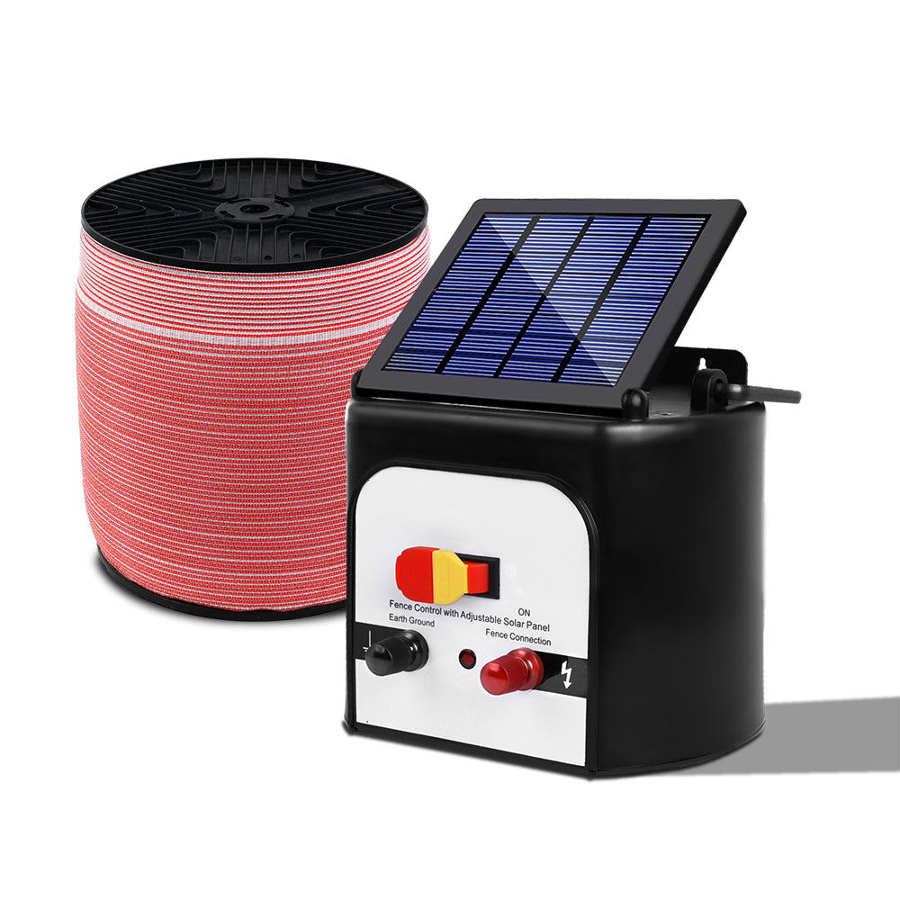 Giantz 8KM Solar Electric Fence Energiser 1200M Poly Tape Red/White
