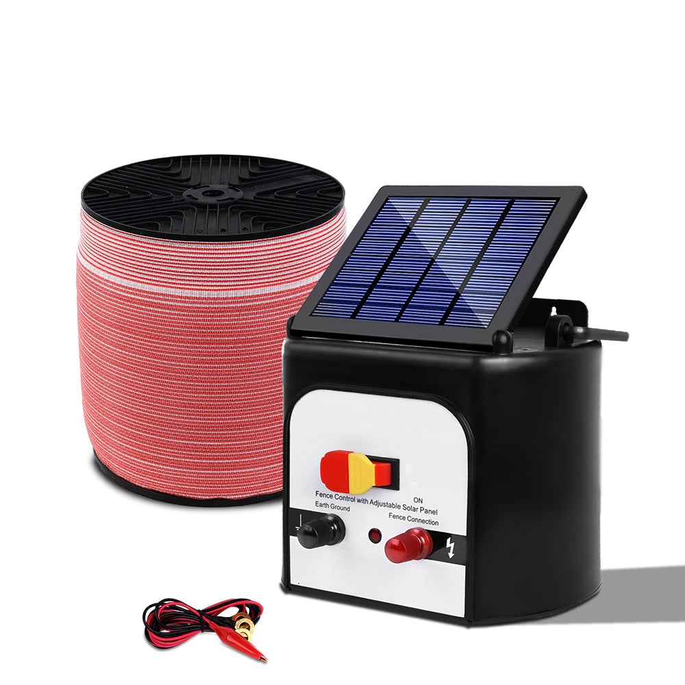 Giantz 8KM Solar Electric Fence Energiser 2000M Poly Tape Red/White