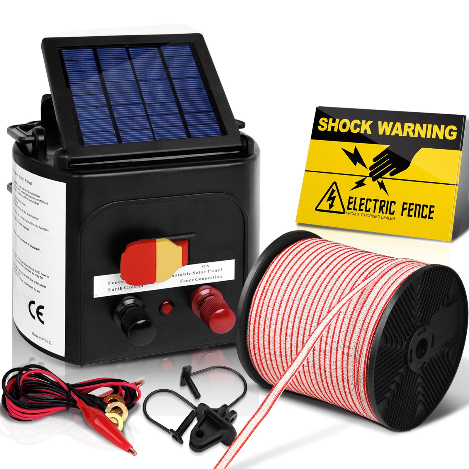 Giantz 3KM Solar Electric Fence Energiser 400M Poly Tape Insulator