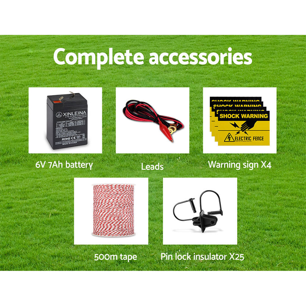 i.Force 8km Solar Electric Fence Energiser 500m Polywire Insulators
