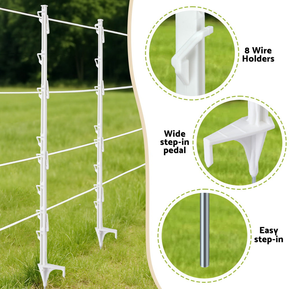 Giantz 106.5cm Electric Fence Posts 20pcs White Poly