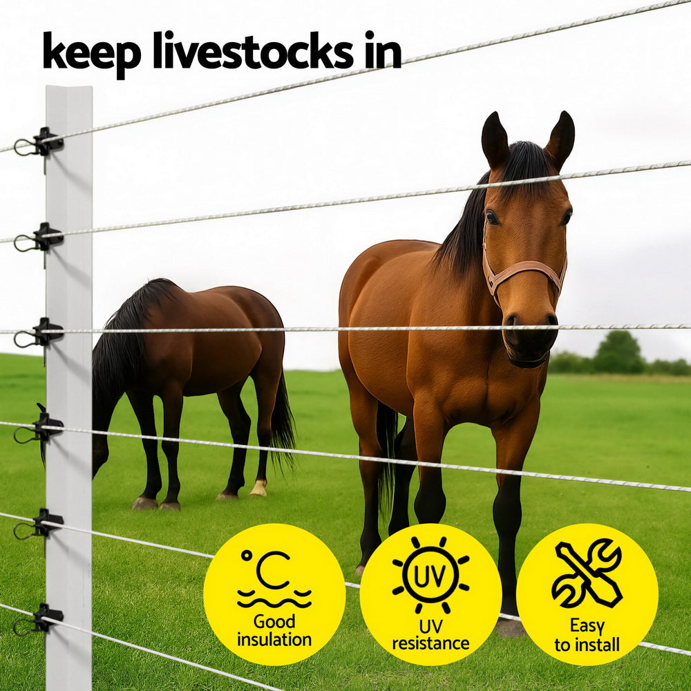 Giantz 200pcs Electric Fence Insulators Pinlock Black