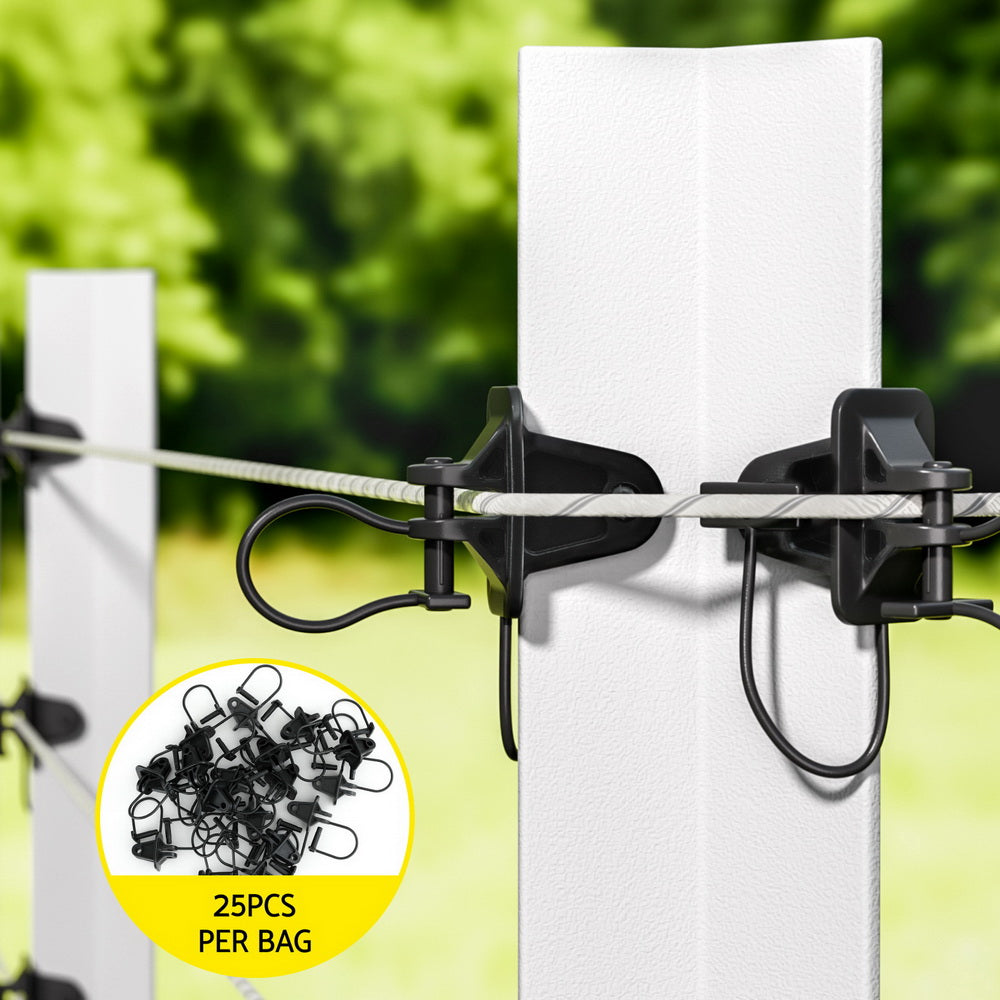 Giantz 200pcs Electric Fence Insulators Pinlock Black