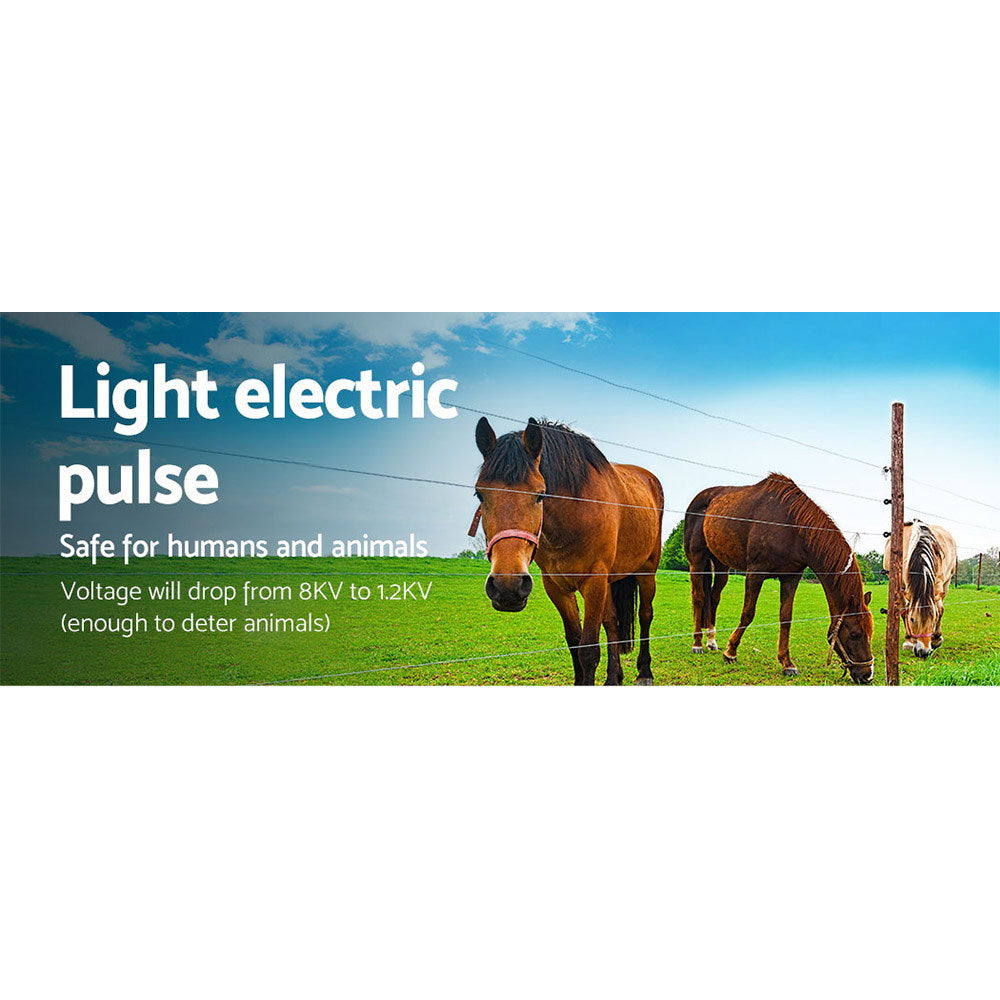 Giantz 3KM Solar Electric Fence Energiser 0.1J Black