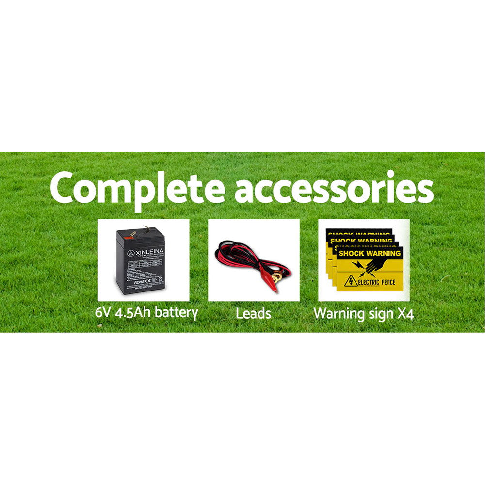 Giantz 3KM Solar Electric Fence Energiser 0.1J Black