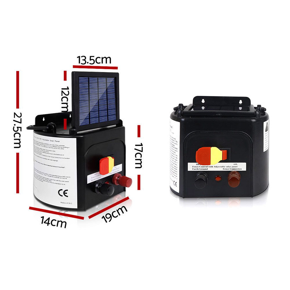 Giantz 5KM Solar Electric Fence Energiser 0.15J Black
