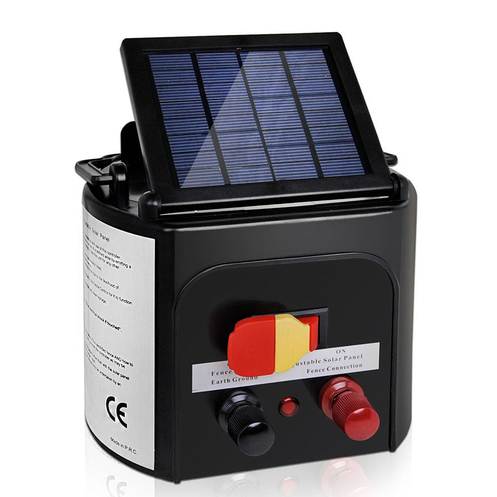 Giantz 5KM Solar Electric Fence Energiser 0.15J Black