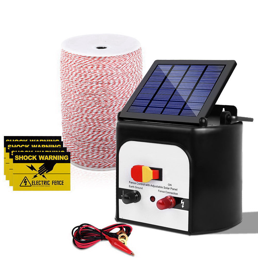 Giantz 8KM Solar Electric Fence Energiser 2KM Poly Wire Red & White