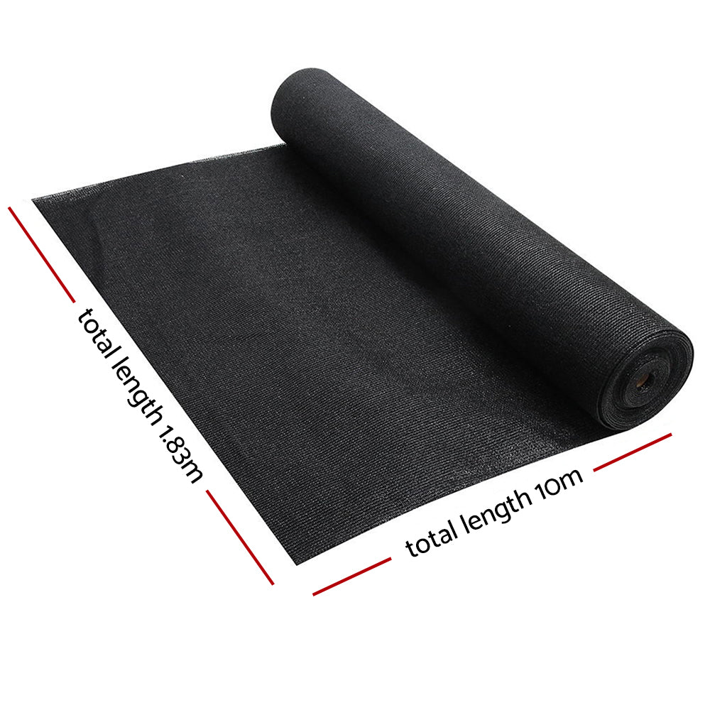 Instahut 1.83x10m Shade Cloth Roll Heavy Duty Black 90% Block