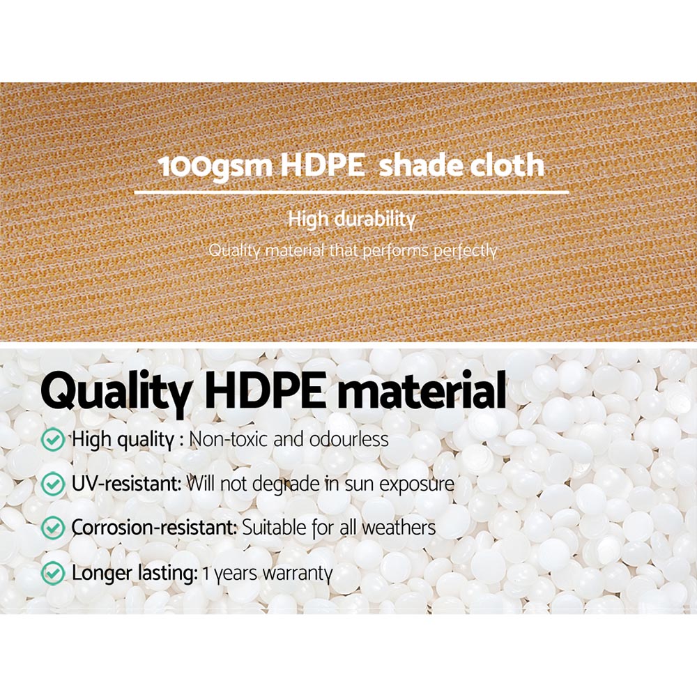 Instahut 1.83x20m Heavy Duty Shade Cloth 50% Block Sandstone