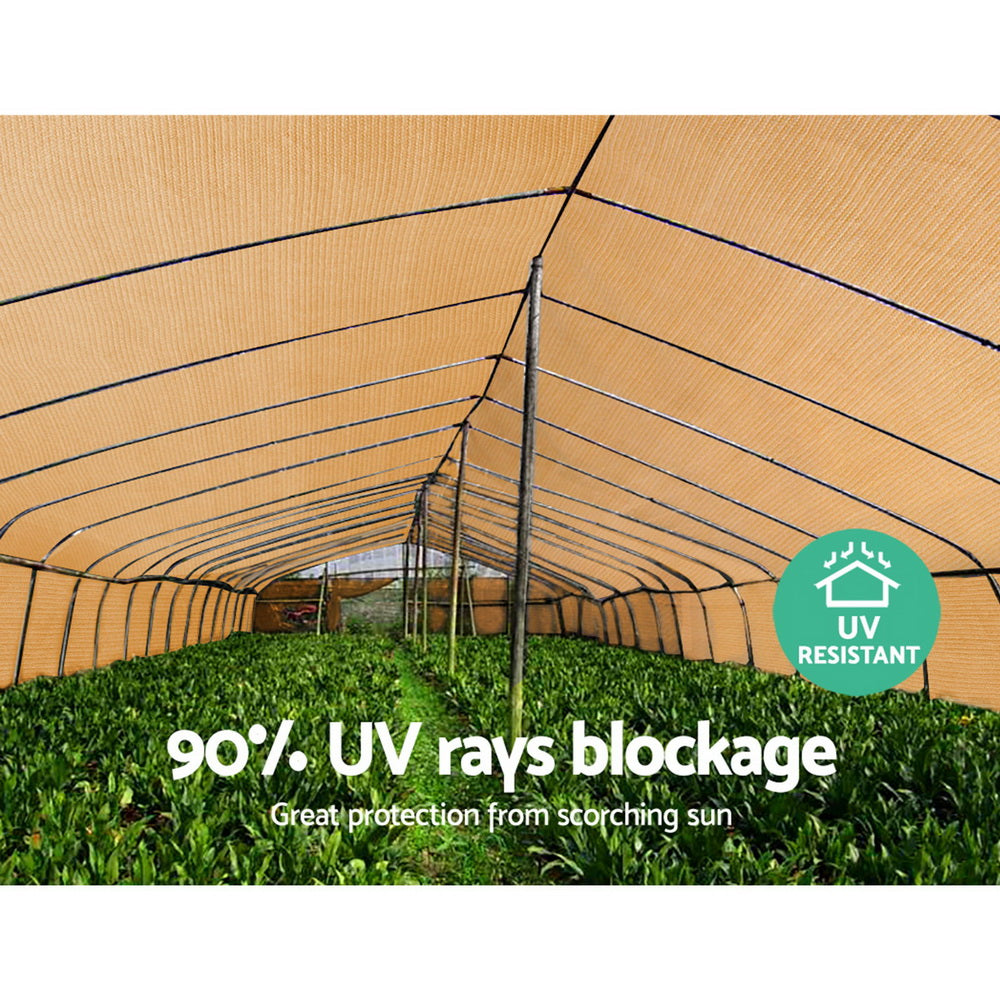 Instahut 1.83x20m Heavy Duty Shade Cloth 90% Block Sandstone