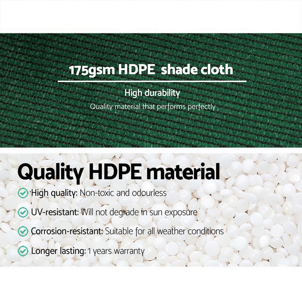 Instahut 1.83x30m Heavy Duty Shade Cloth 70% Block Green