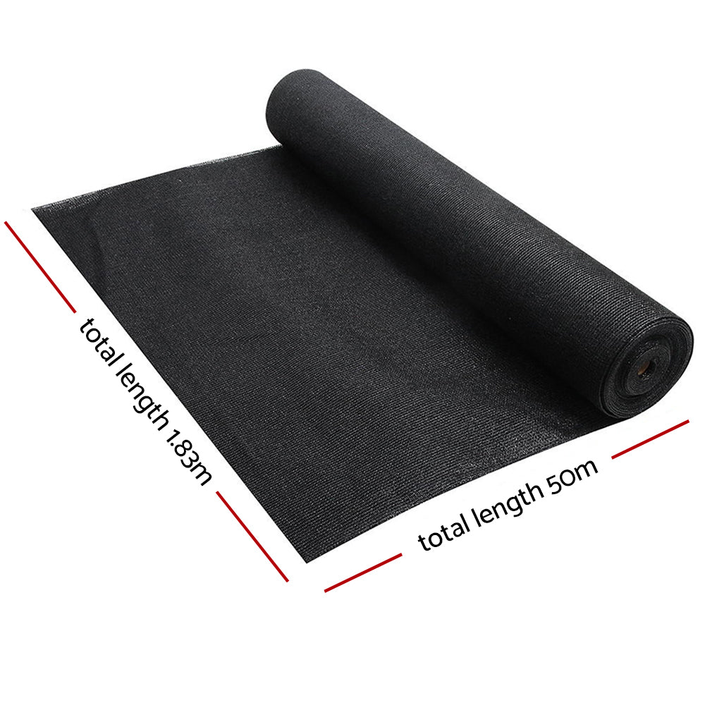 Instahut 1.83x50m Heavy Duty Shade Cloth 50% UV Block Black