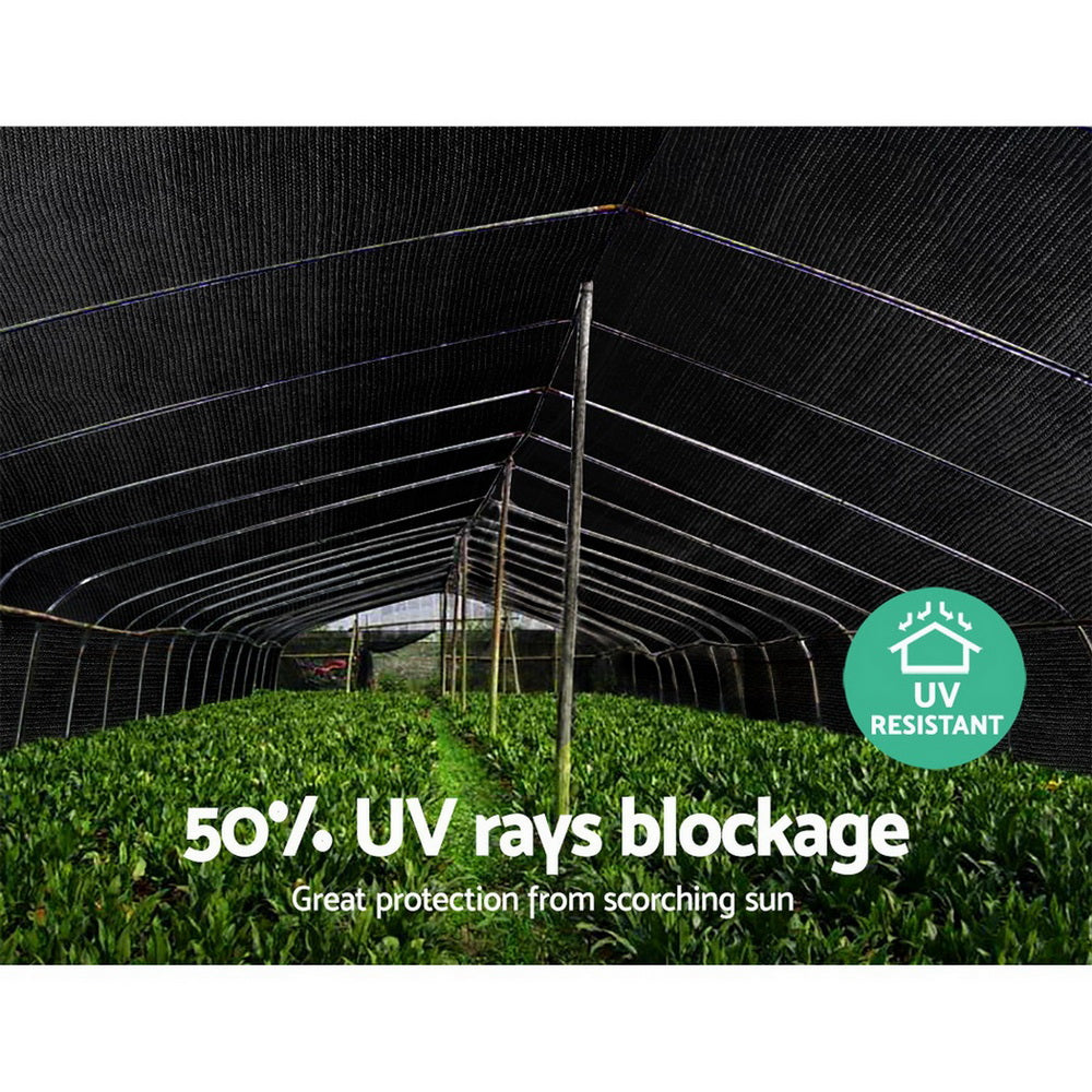 Instahut 1.83x50m Heavy Duty Shade Cloth 50% UV Block Black