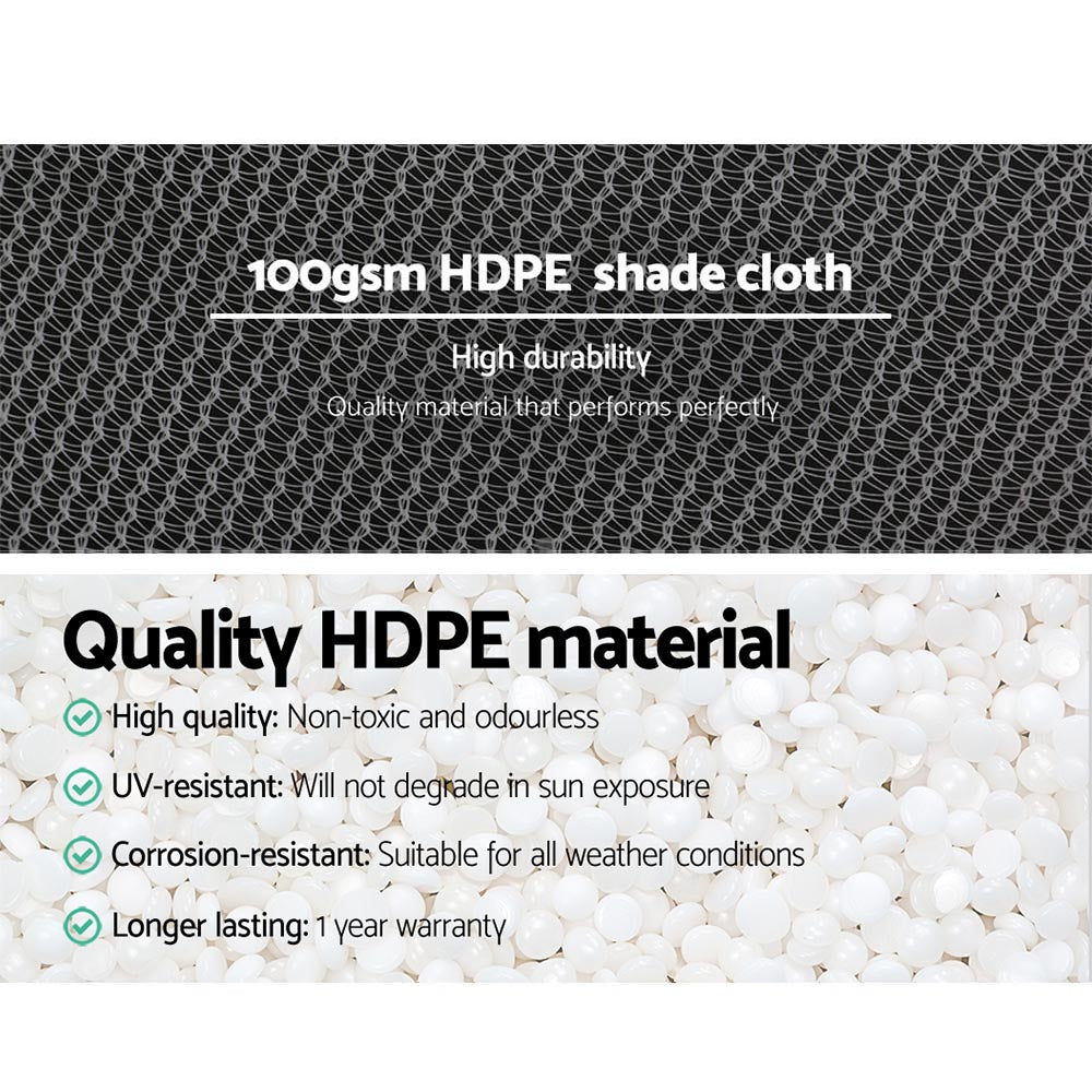 Instahut 3.66x10m Heavy Duty Shade Cloth 50% UV Block White