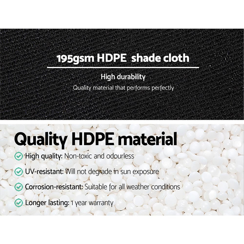 Instahut 3.66x20m Heavy Duty Shade Cloth 90% Block Black