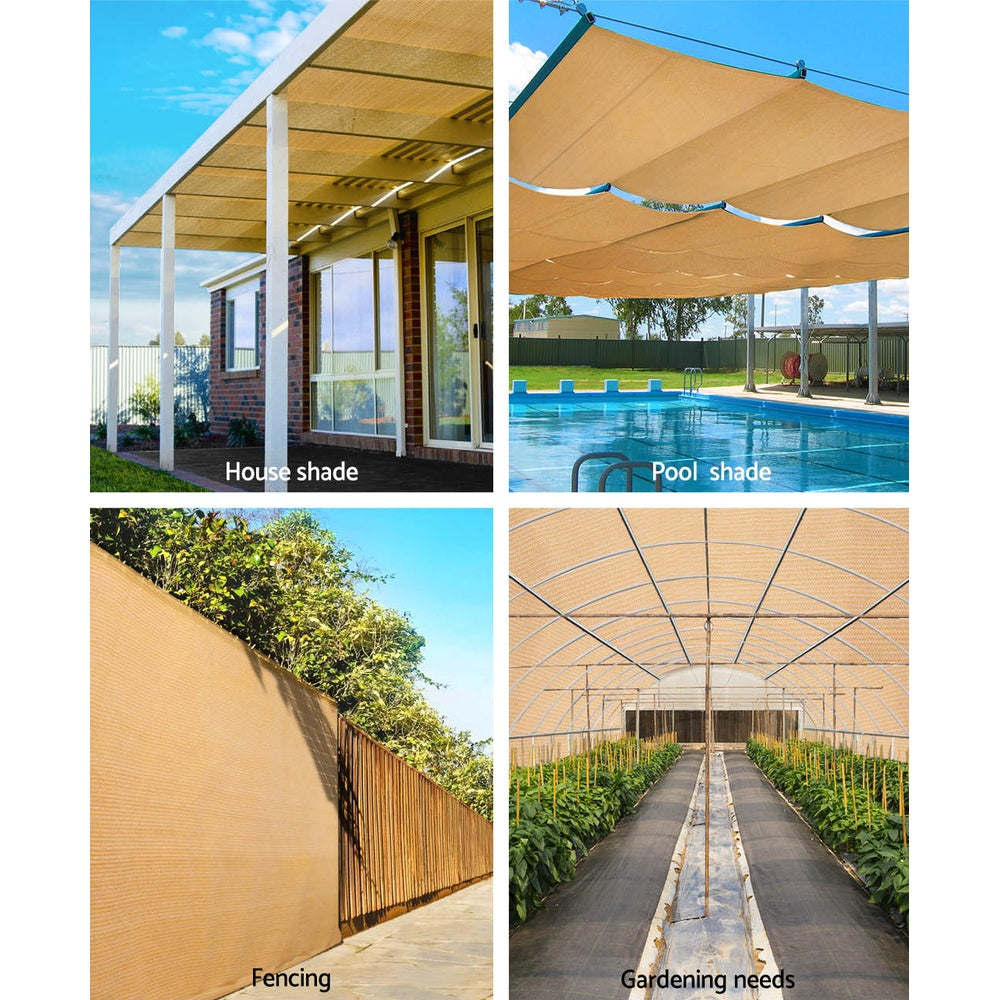 Instahut 3.66x30m Heavy Duty Shade Cloth 70% UV Block Beige