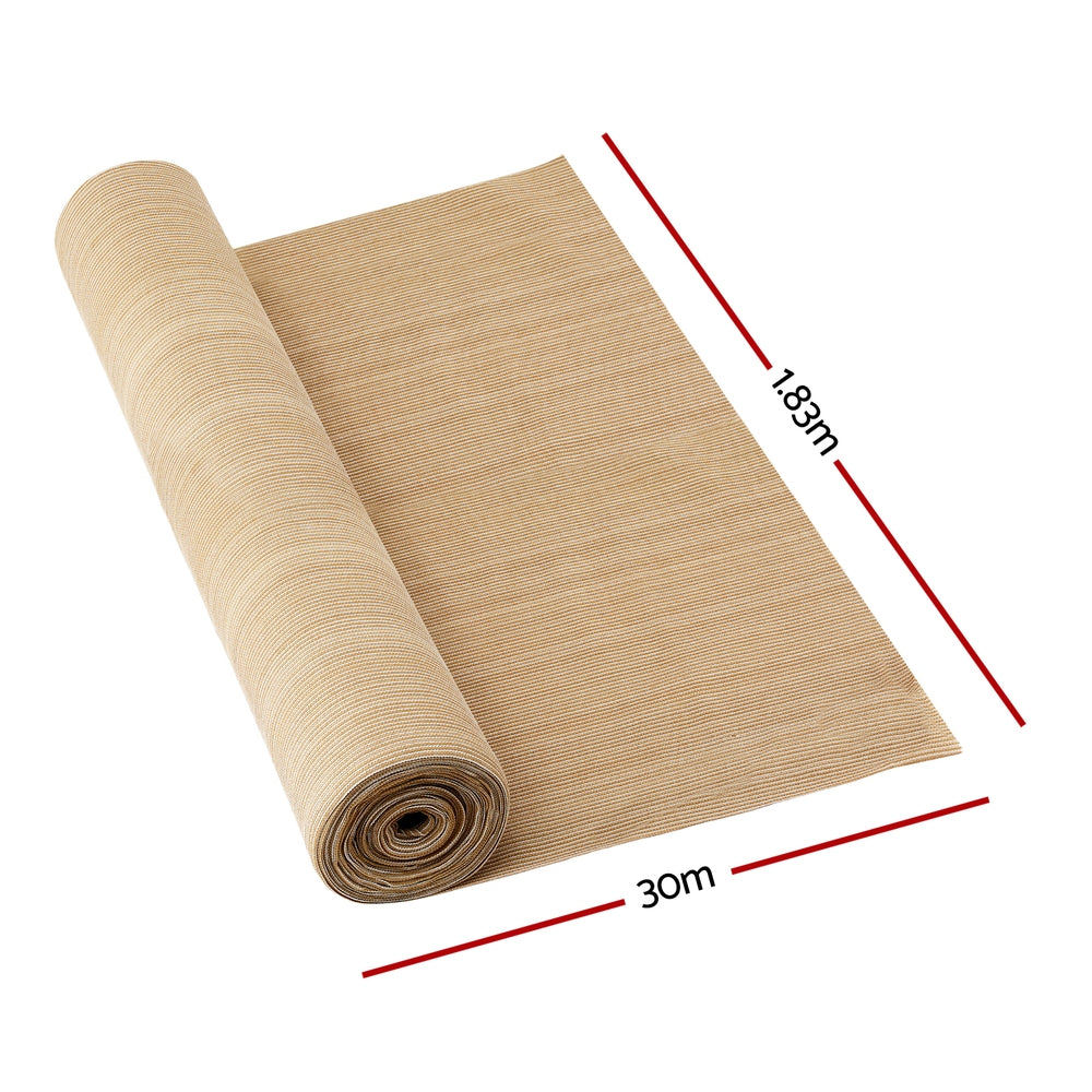 Instahut 1.83x30m Shade Cloth 90% Block Beige