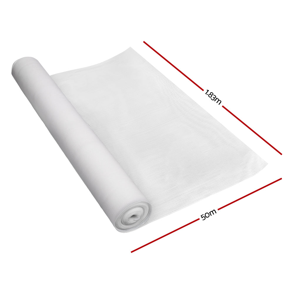 UV-Stabilized 50% Shade Cloth, 1.83x50m White - Instahut