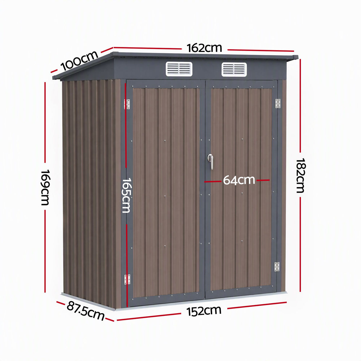 Giantz Garden Shed 1.62x1M Outdoor Storage Brown