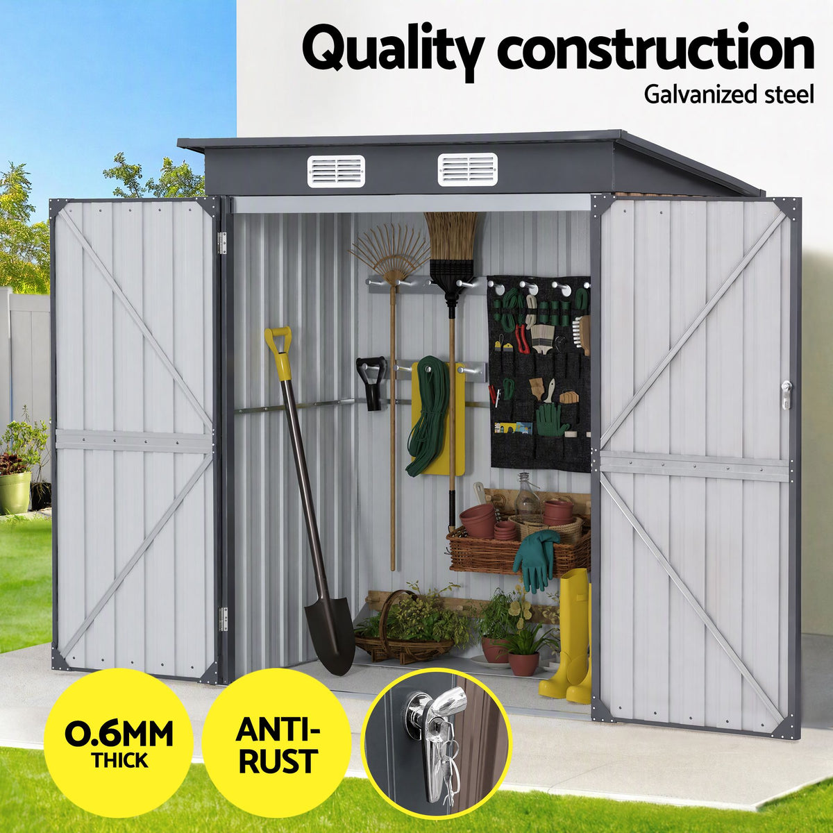 Giantz Garden Shed 1.62x1M Outdoor Storage Brown