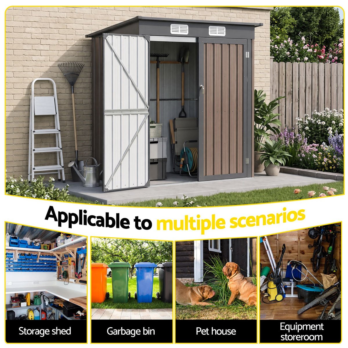 Giantz Garden Shed 1.62x1M Outdoor Storage Brown