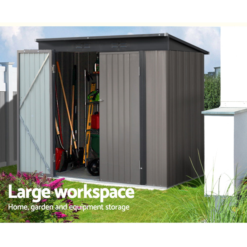 Giantz 1.95x1.31M Garden Shed Steel Double Door Brown