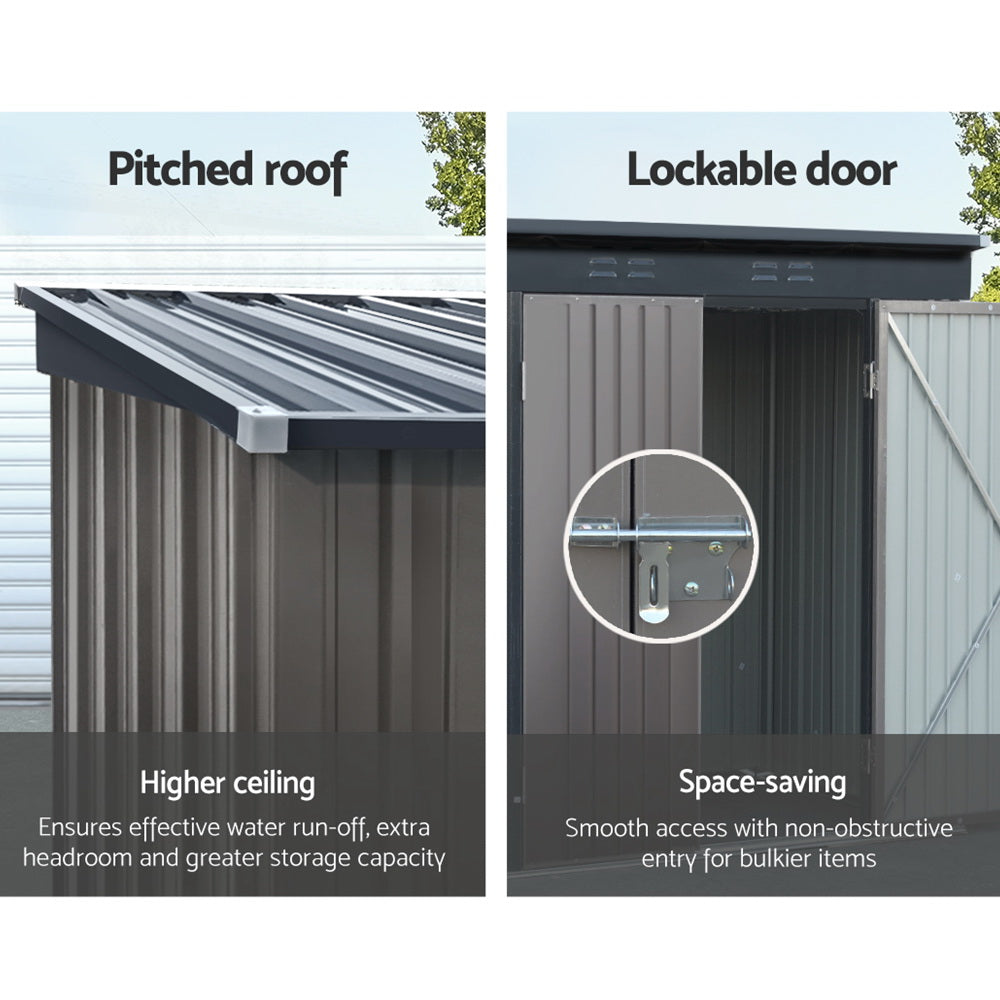 Giantz 1.95x1.31M Garden Shed Steel Double Door Brown