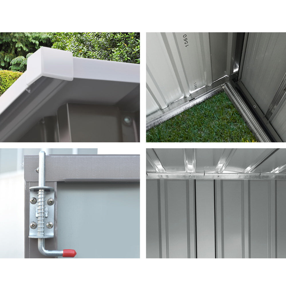 Giantz 1.95x1.31M Garden Shed Steel Double Door Brown