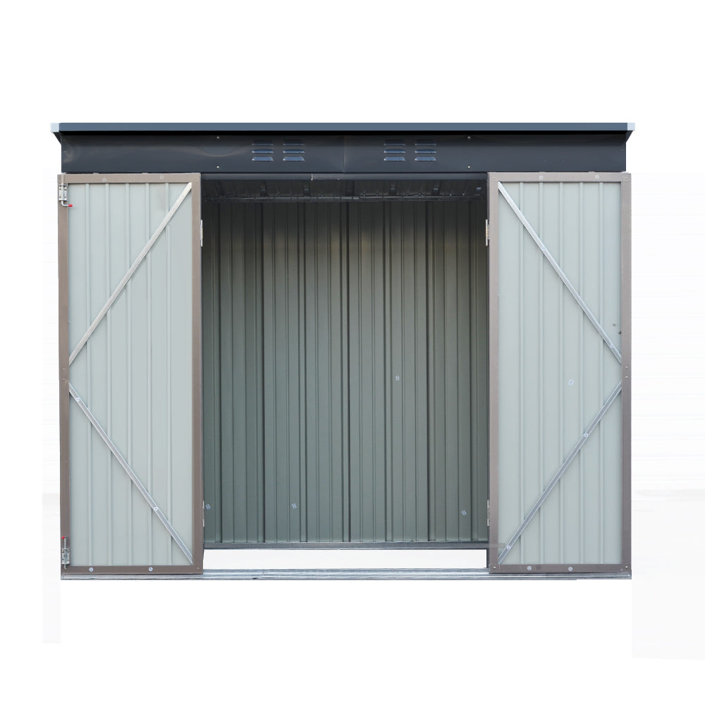 Giantz 2.31x1.31M Metal Garden Shed Brown Double Door Outdoor Storage