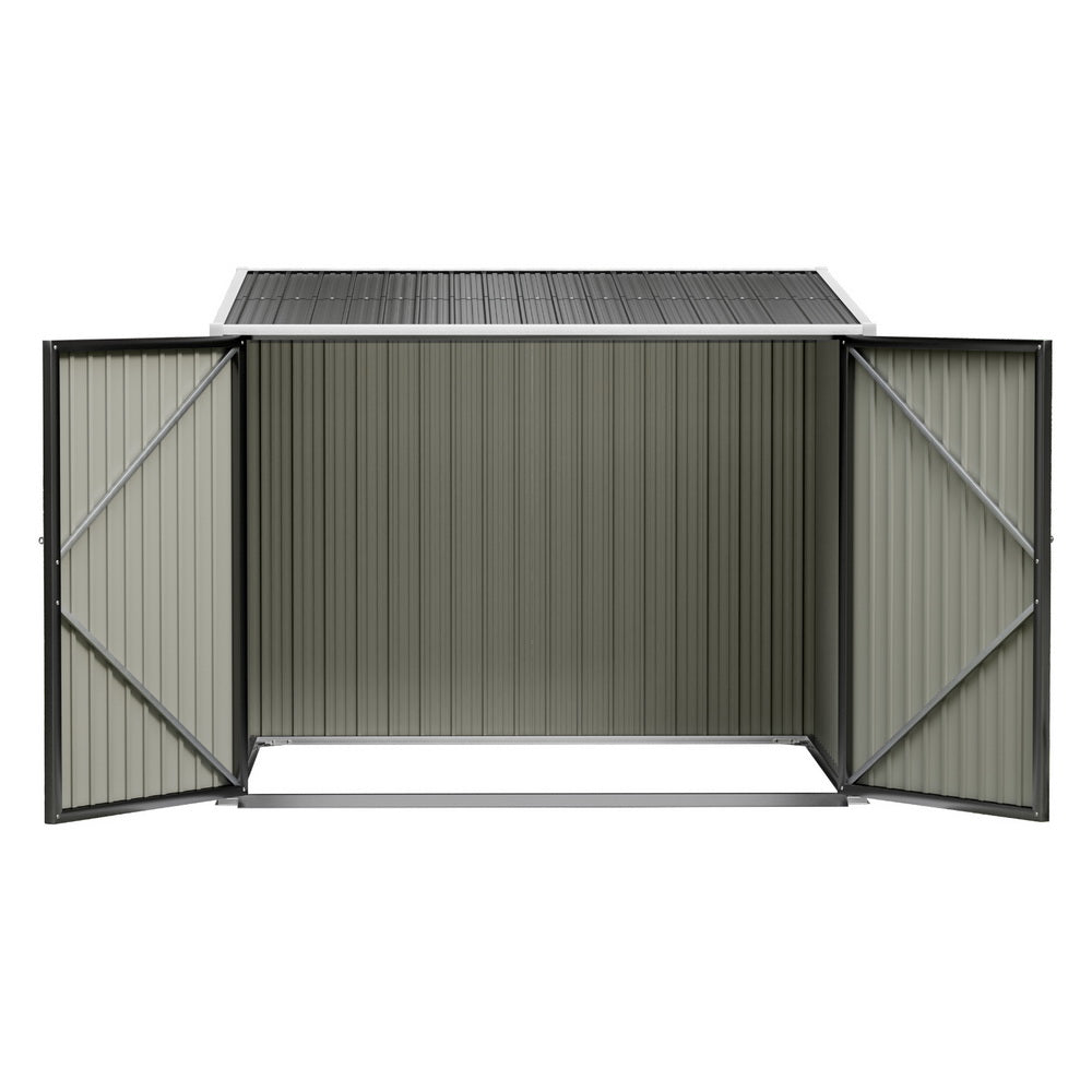 Giantz 2.06x1.96M Metal Garden Shed Black Outdoor Storage