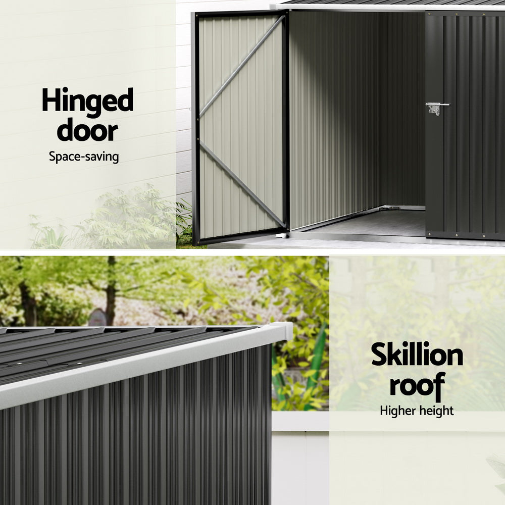 Giantz 2.06x1.96M Metal Garden Shed Black Outdoor Storage