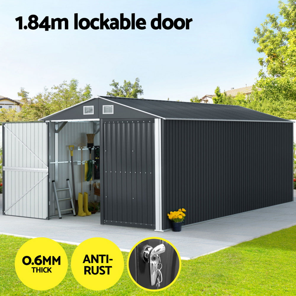 Giantz 3x5.38M Garden Shed Outdoor Storage Workshop Grey