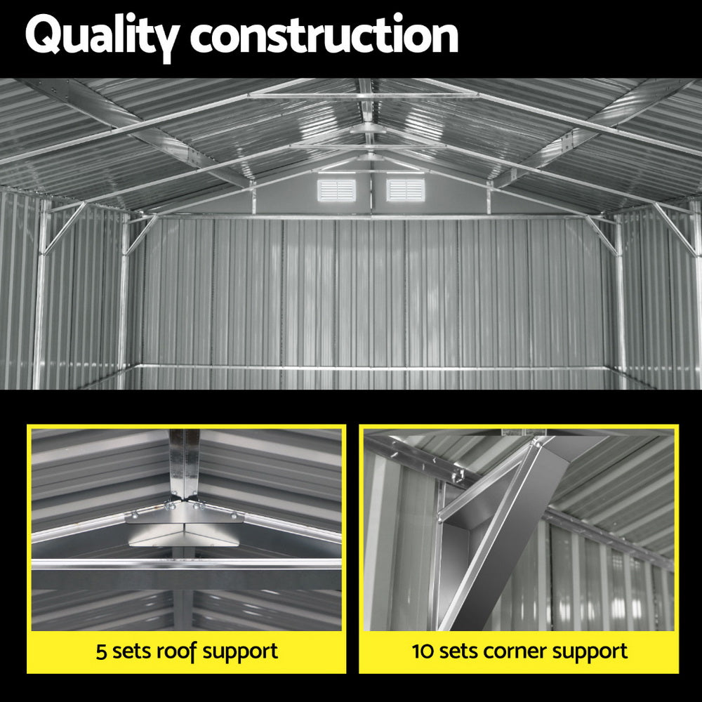 Giantz 3x5.38M Garden Shed Outdoor Storage Workshop Grey