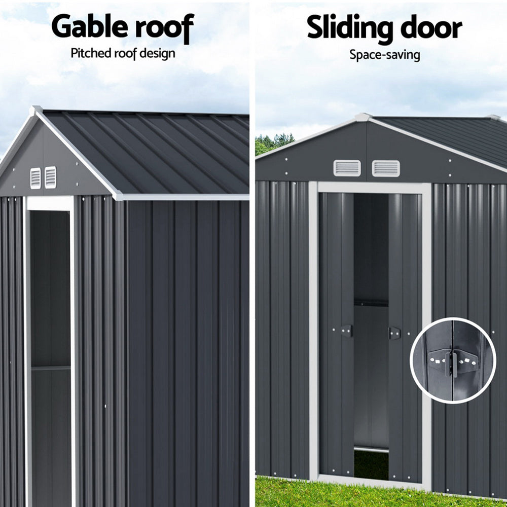 Giantz 2.15x1.3M Garden Shed Outdoor Storage Workshop Grey Sliding Door