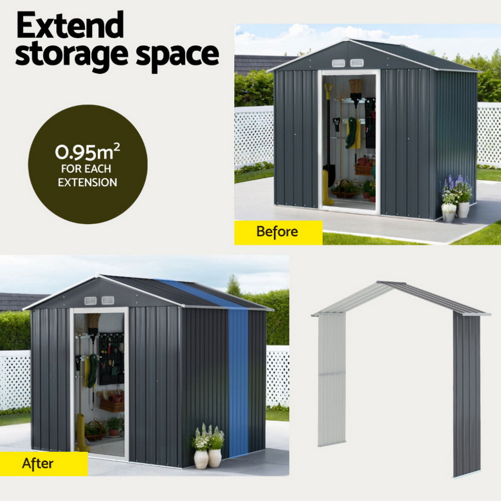 Giantz Garden Shed Outdoor Storage 2.15x1.74M Tool Workshop House w/Extension Kit