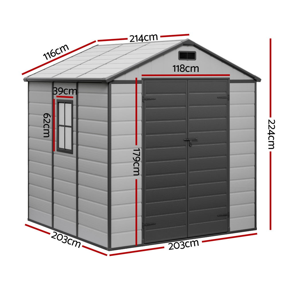 Giantz 2.15x2.14M Outdoor Garden Shed Storage Workshop Grey/Black