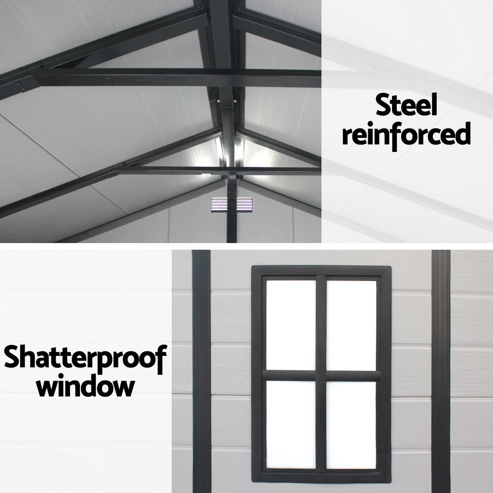 Giantz 2.15x2.14M Outdoor Garden Shed Storage Workshop Grey/Black