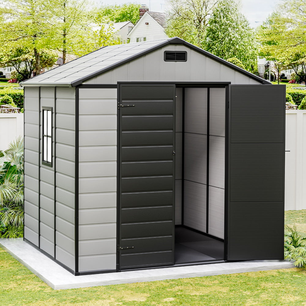 Giantz 2.15x2.14M Outdoor Garden Shed Storage Workshop Grey/Black