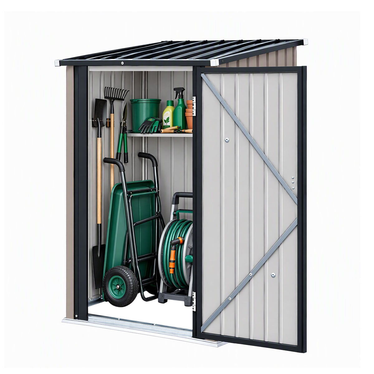 Giantz Garden Shed Outdoor Metal Storage 99x104cm Brown