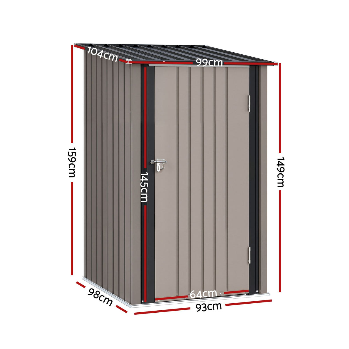 Giantz Garden Shed Outdoor Metal Storage 99x104cm Brown