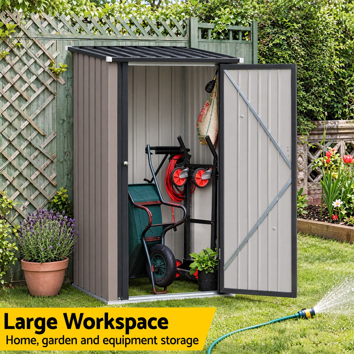 Giantz Garden Shed Outdoor Metal Storage 99x104cm Brown