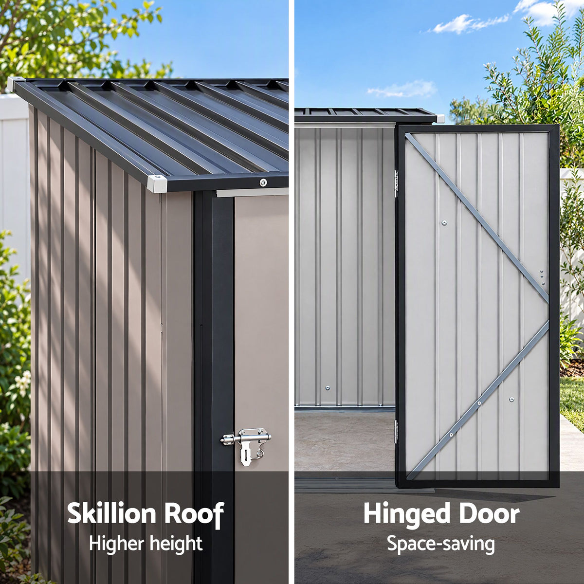 Giantz Garden Shed Outdoor Metal Storage 99x104cm Brown