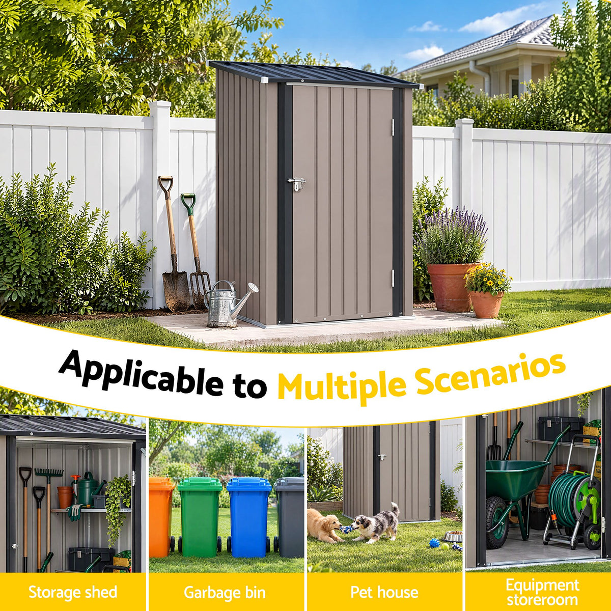 Giantz Garden Shed Outdoor Metal Storage 99x104cm Brown