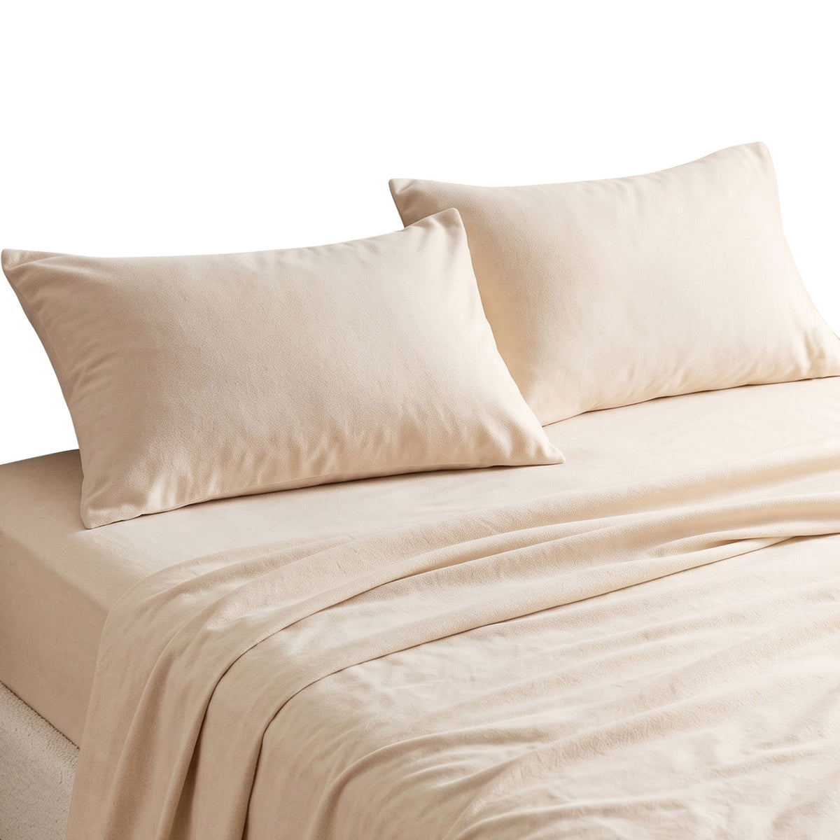 Giselle Double Sheet Set 150 GSM Micro Flannel 4 Piece Cream White