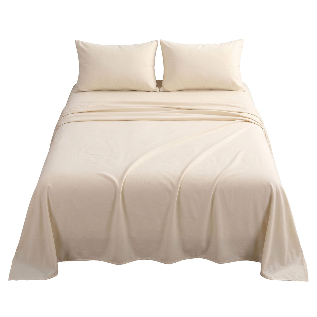 Giselle Double Sheet Set 150 GSM Micro Flannel 4 Piece Cream White